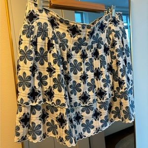 Women's Coral Tile Print Tiered A-Line Mini Skirt - Agua Bendita x Target Cream